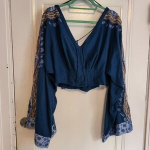 Free People fairytale cropped top in dusty blue large